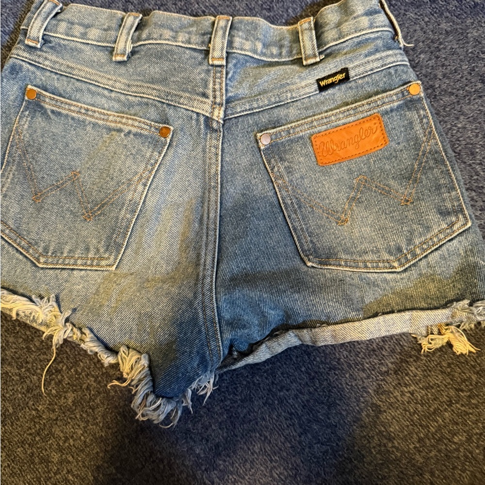 Wrangler Women's Frayed Hem Blue Jean Shorts